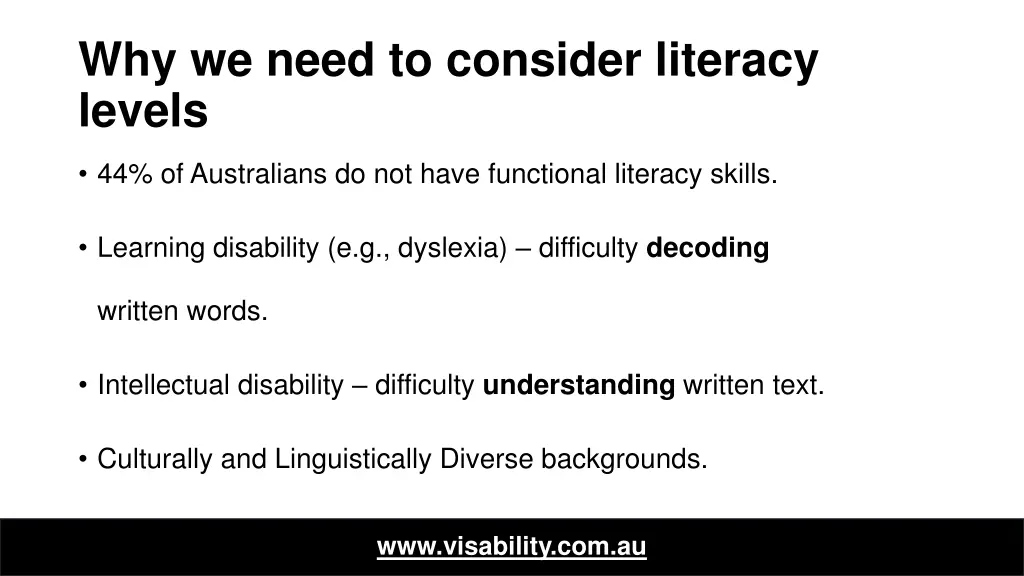 why we need to consider literacy levels