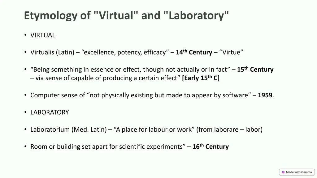 etymology of virtual and laboratory