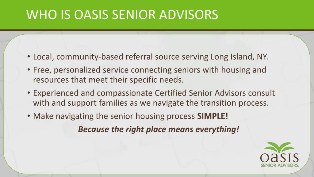 who is oasis senior advisors