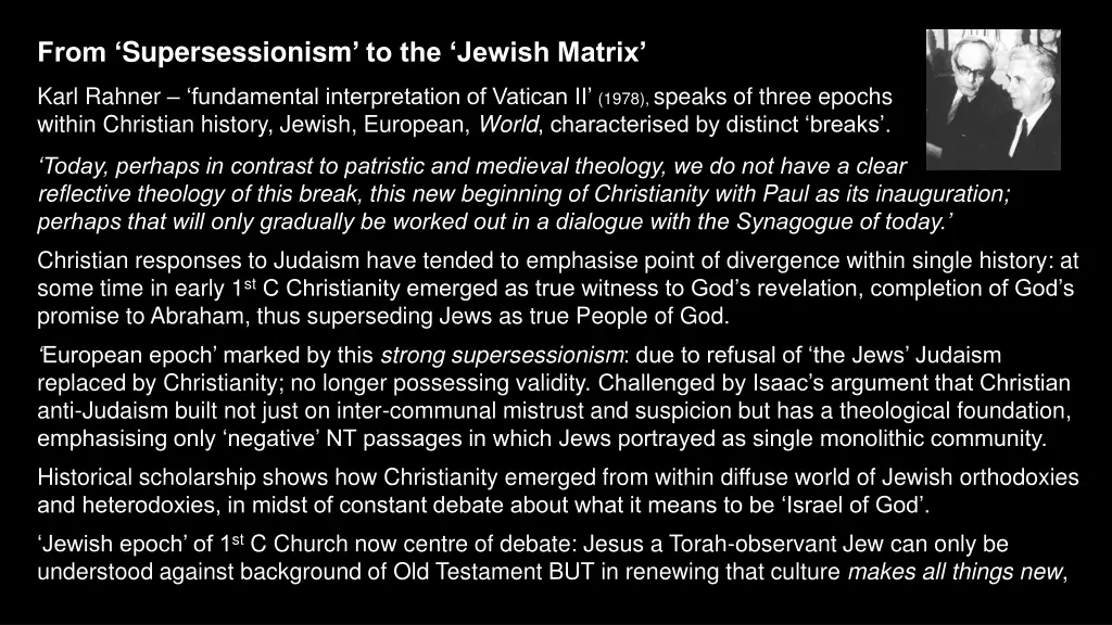 from supersessionism to the jewish matrix