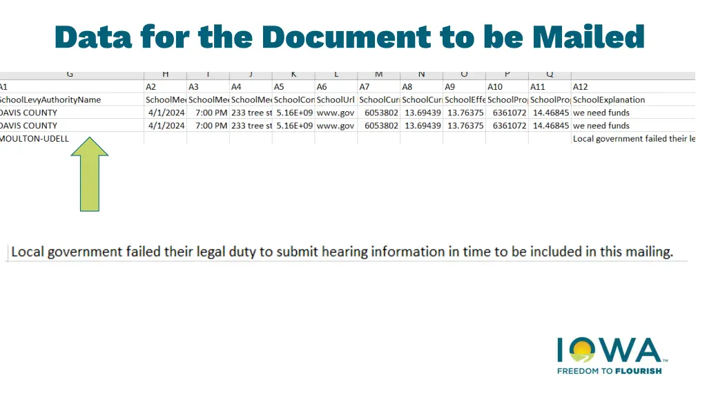 data for the document to be mailed 5