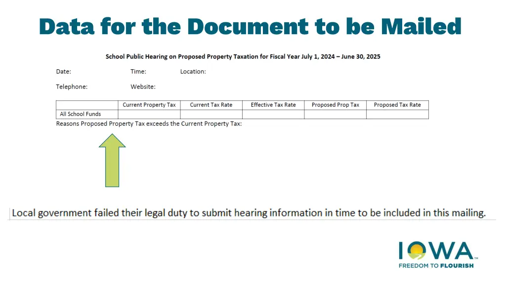 data for the document to be mailed 6