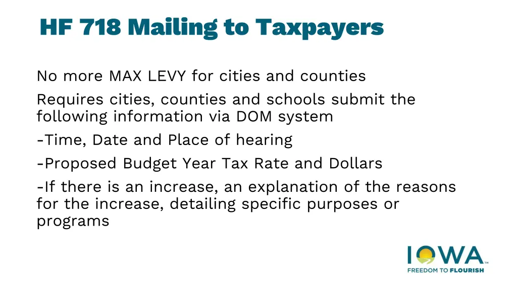 hf 718 mailing to taxpayers