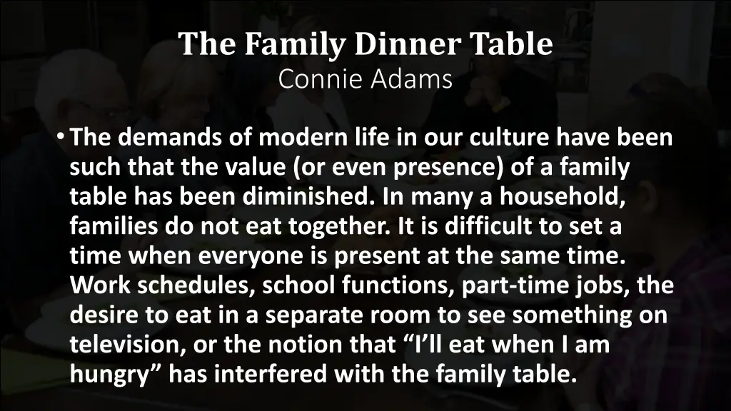 the family dinner table connie adams 1
