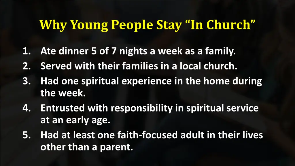 why young people stay in church