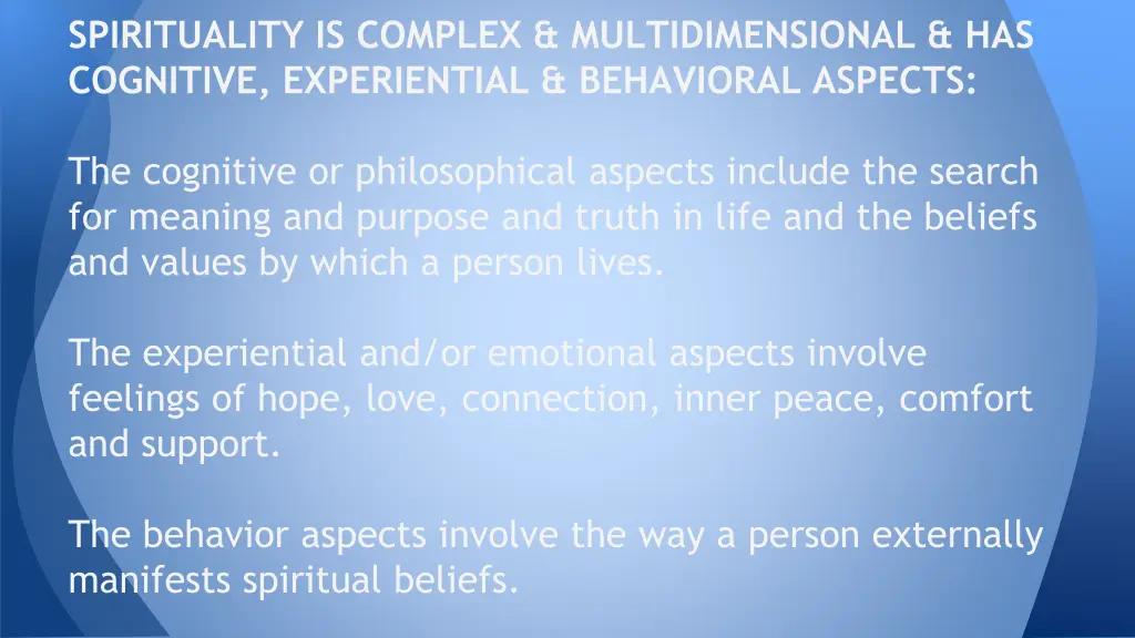 spirituality is complex multidimensional