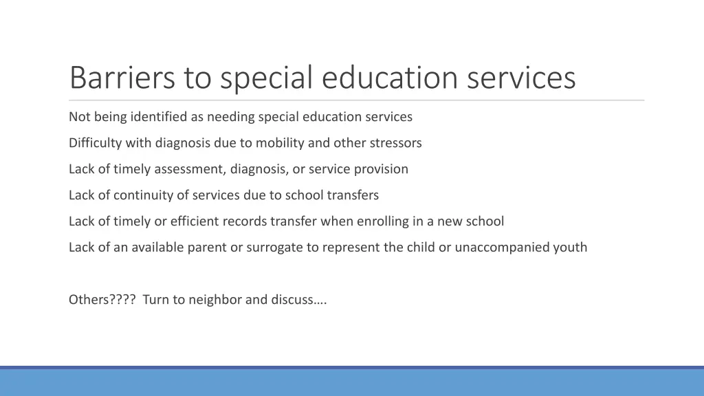 barriers to special education services