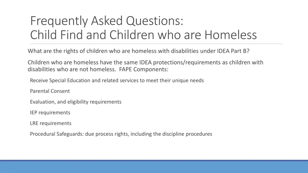 frequently asked questions child find 1