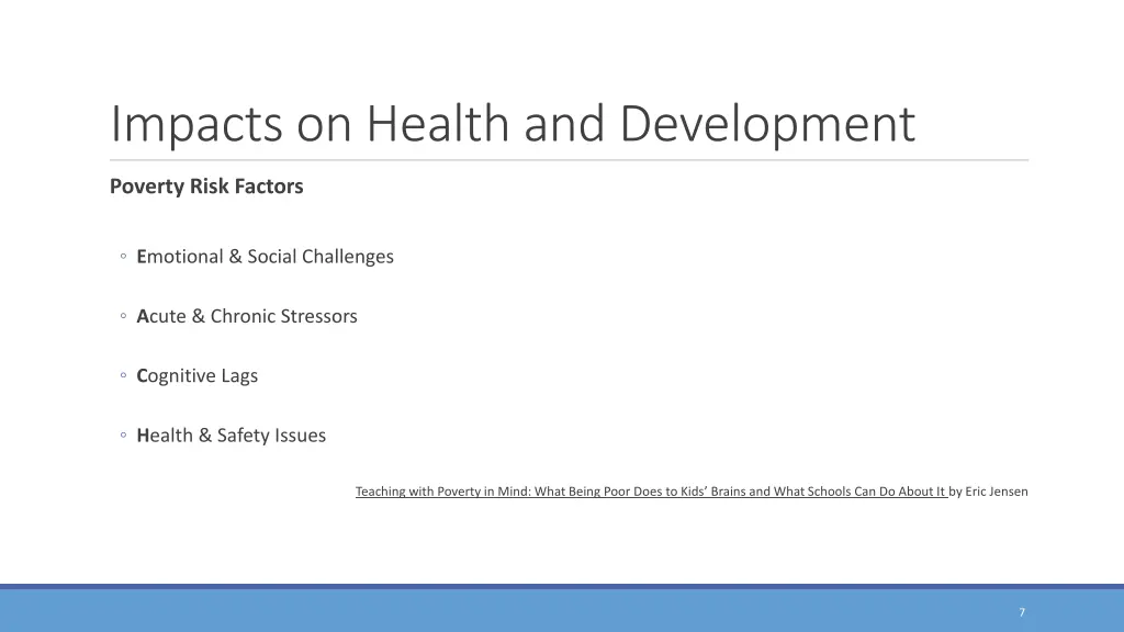 impacts on health and development