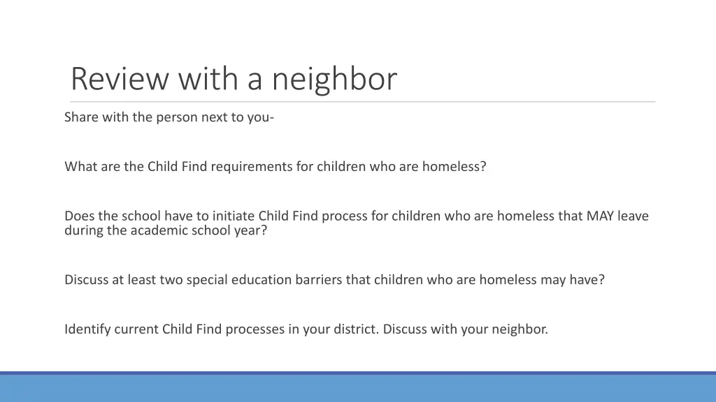 review with a neighbor
