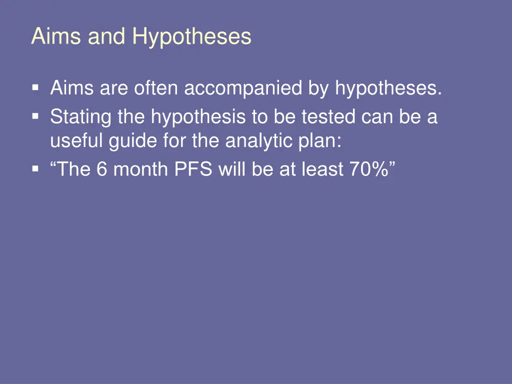 aims and hypotheses