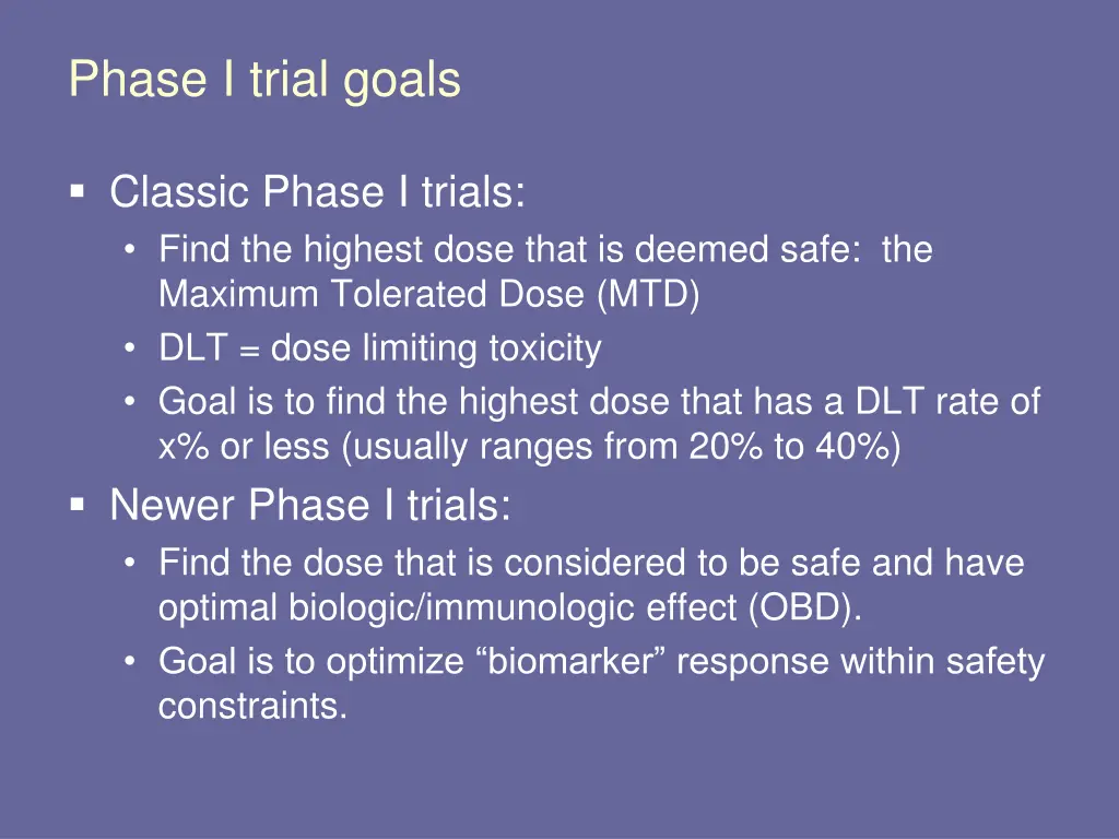 phase i trial goals
