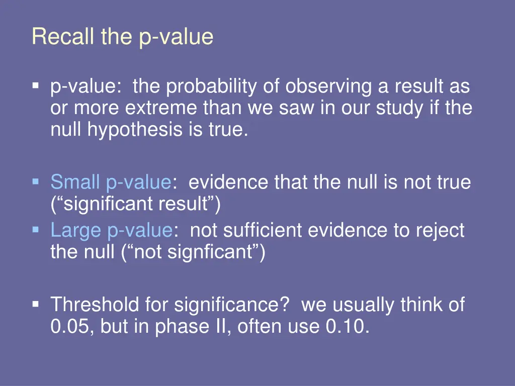 recall the p value