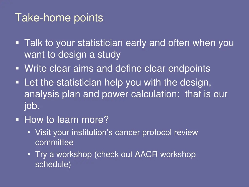 take home points