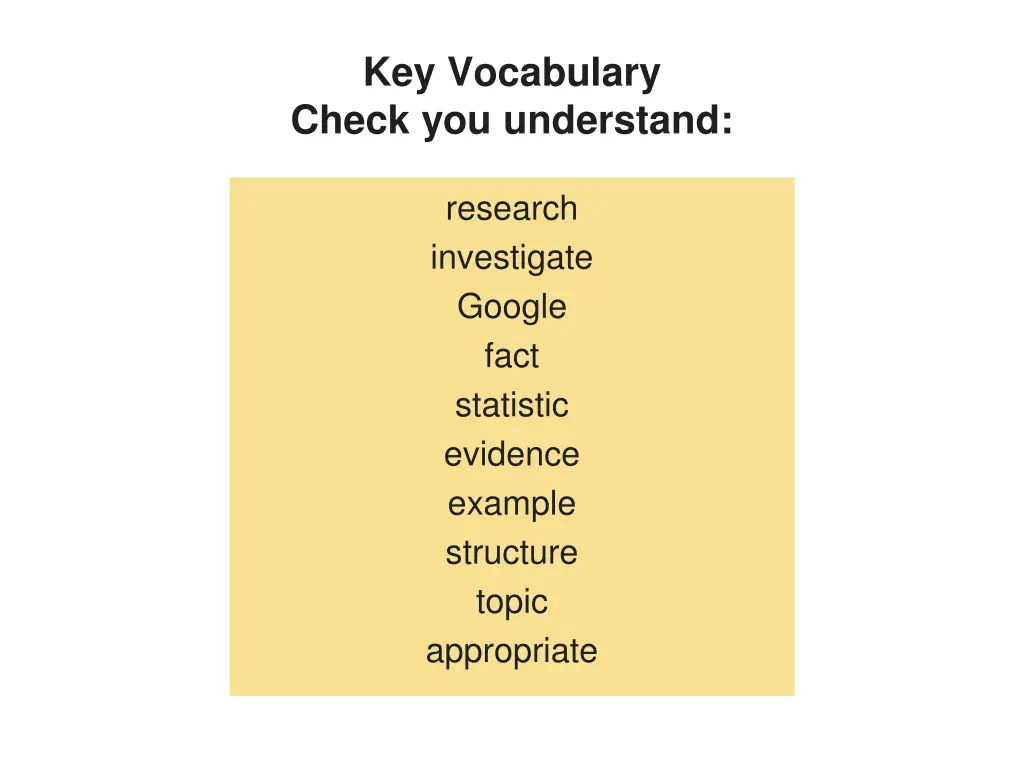 key vocabulary check you understand