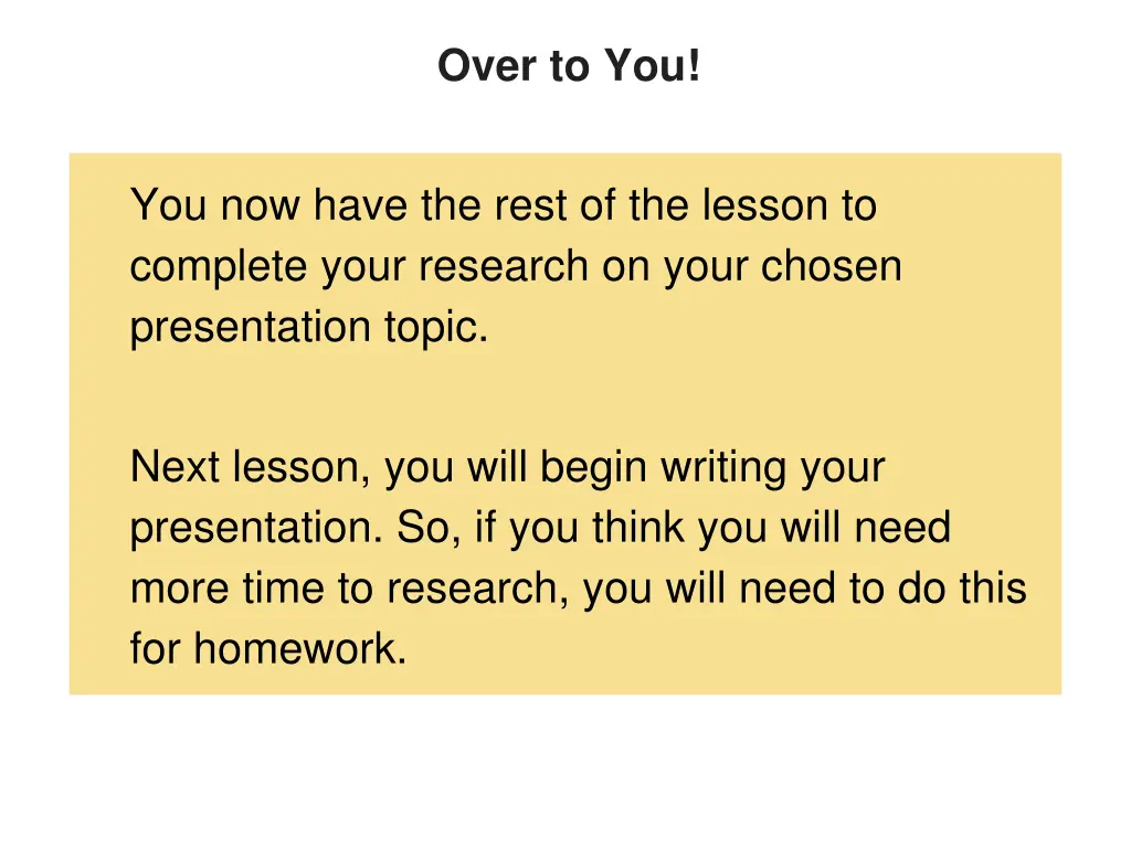 over to you