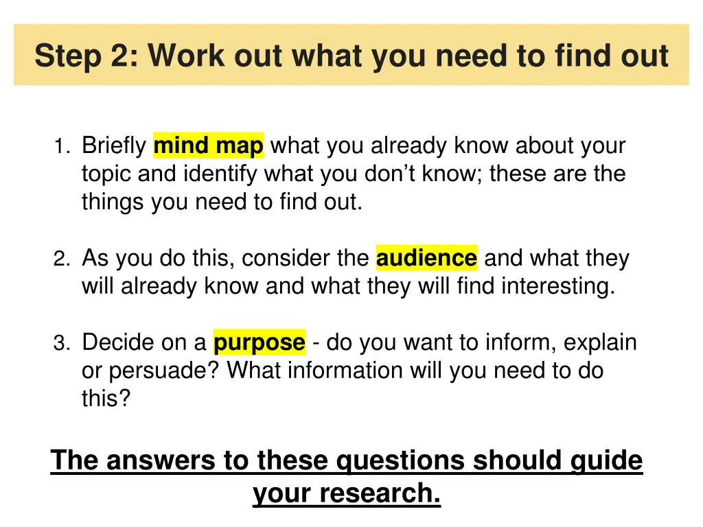 step 2 work out what you need to find out