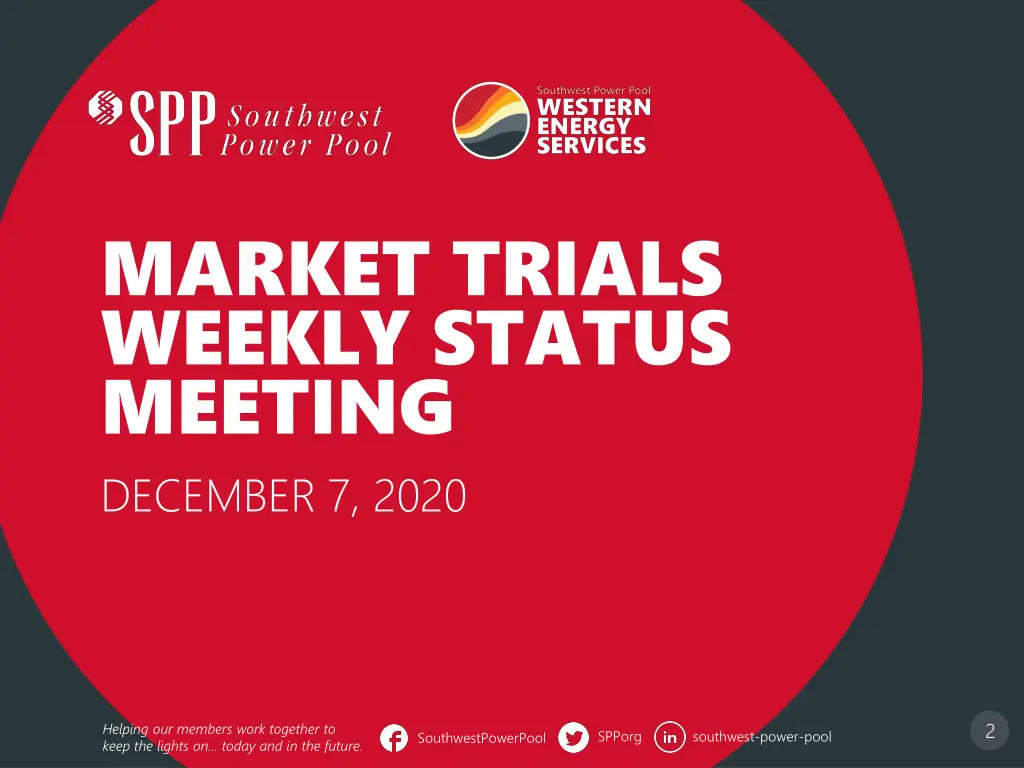 market trials weekly status meeting december