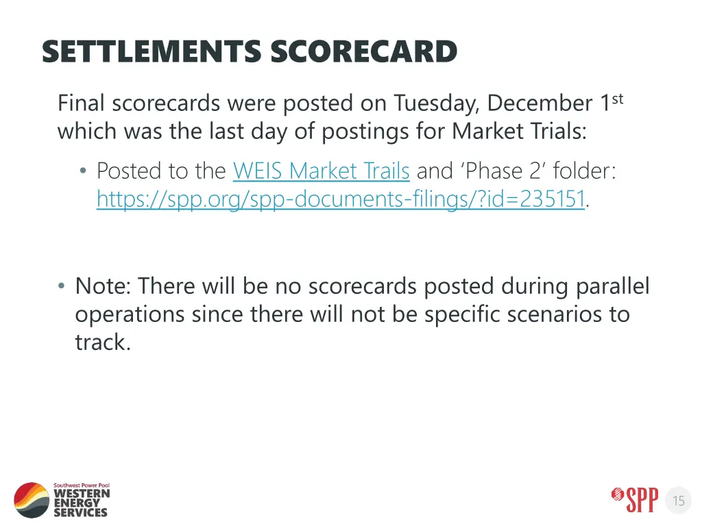 settlements scorecard