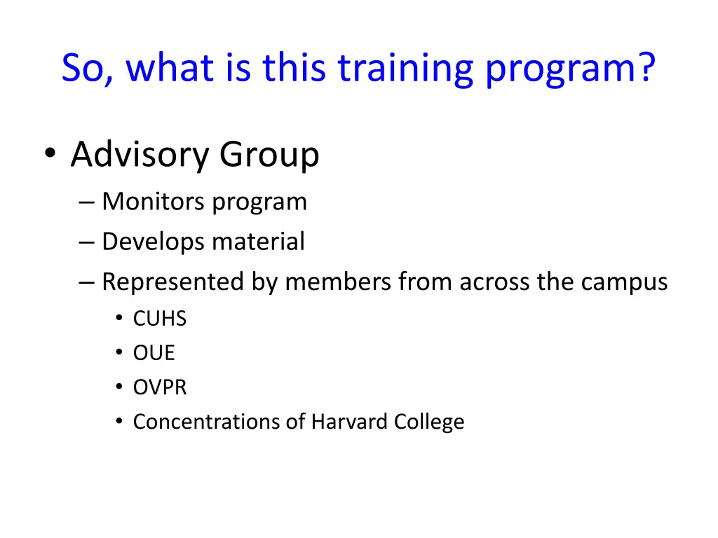 so what is this training program 3
