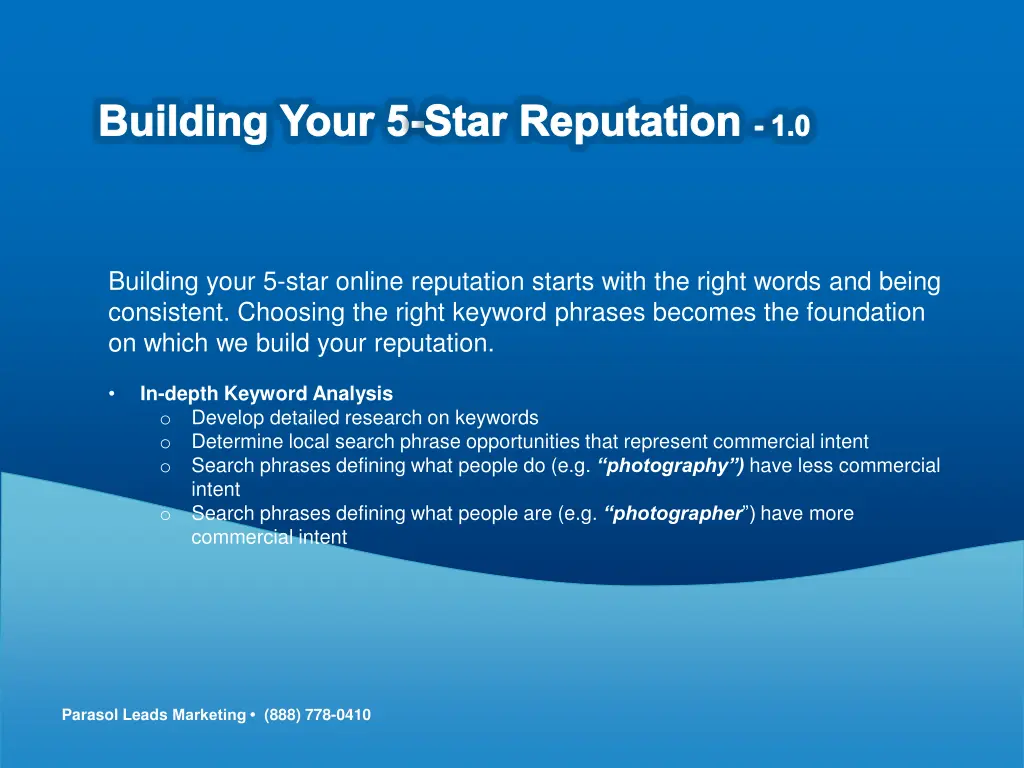 building your 5 star reputation 1 0