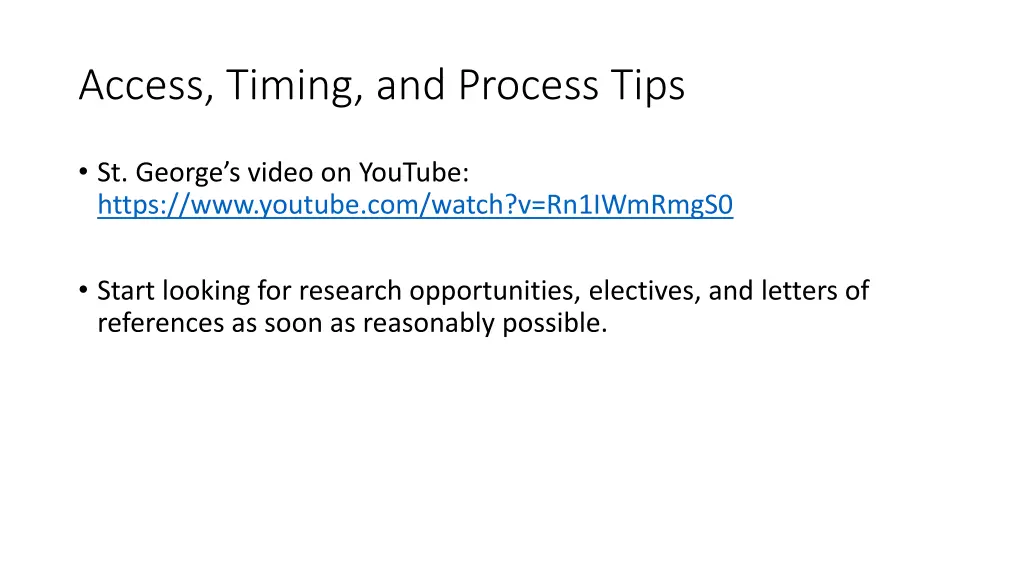 access timing and process tips