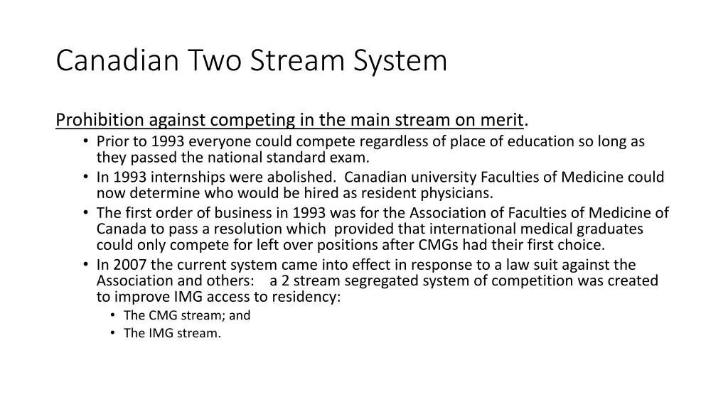 canadian two stream system