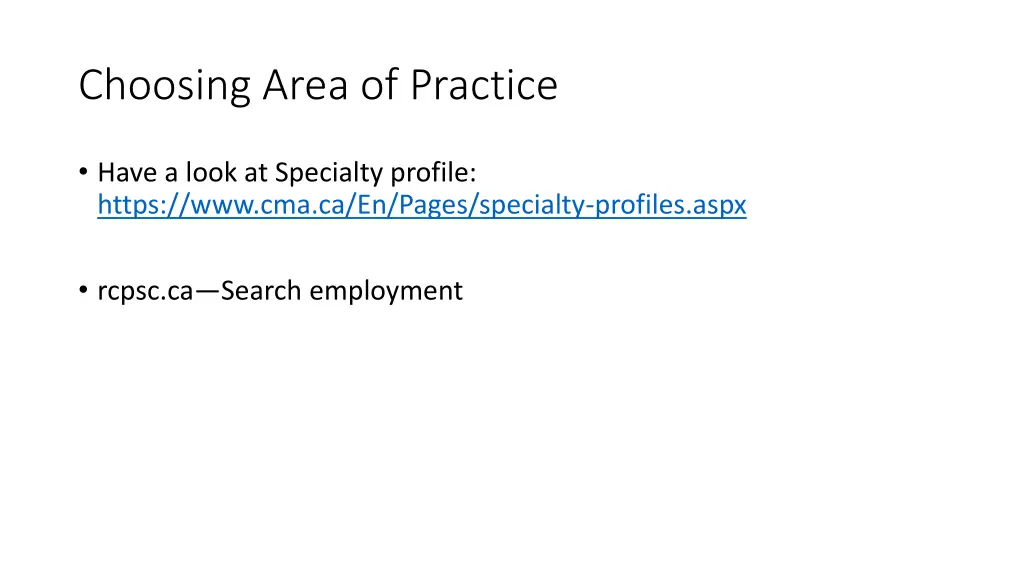 choosing area of practice