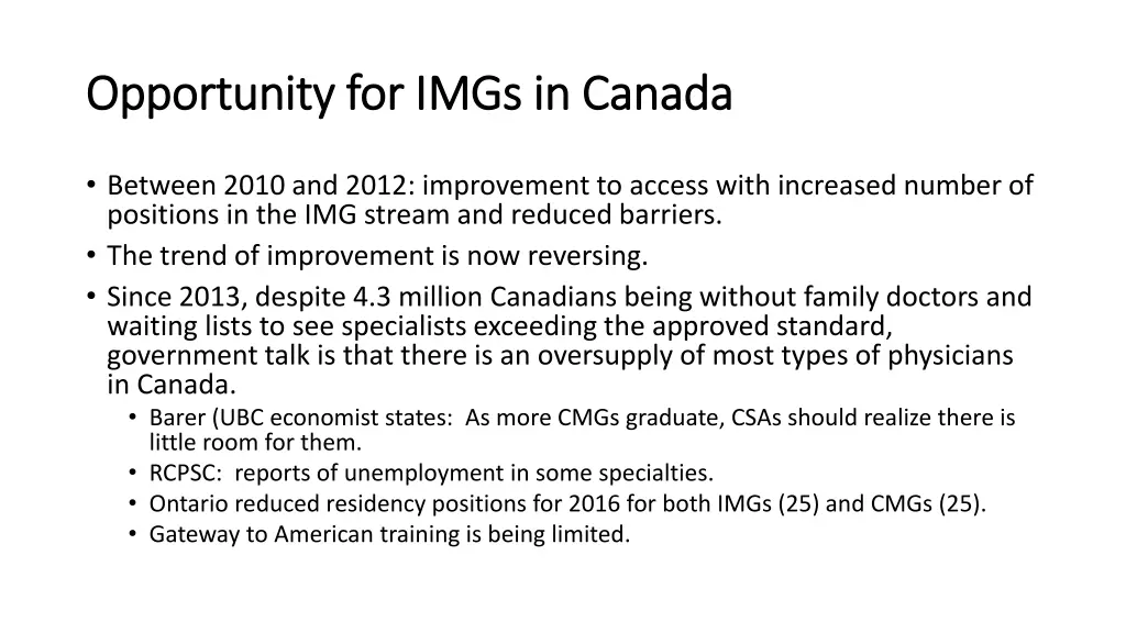 opportunity for imgs in canada opportunity