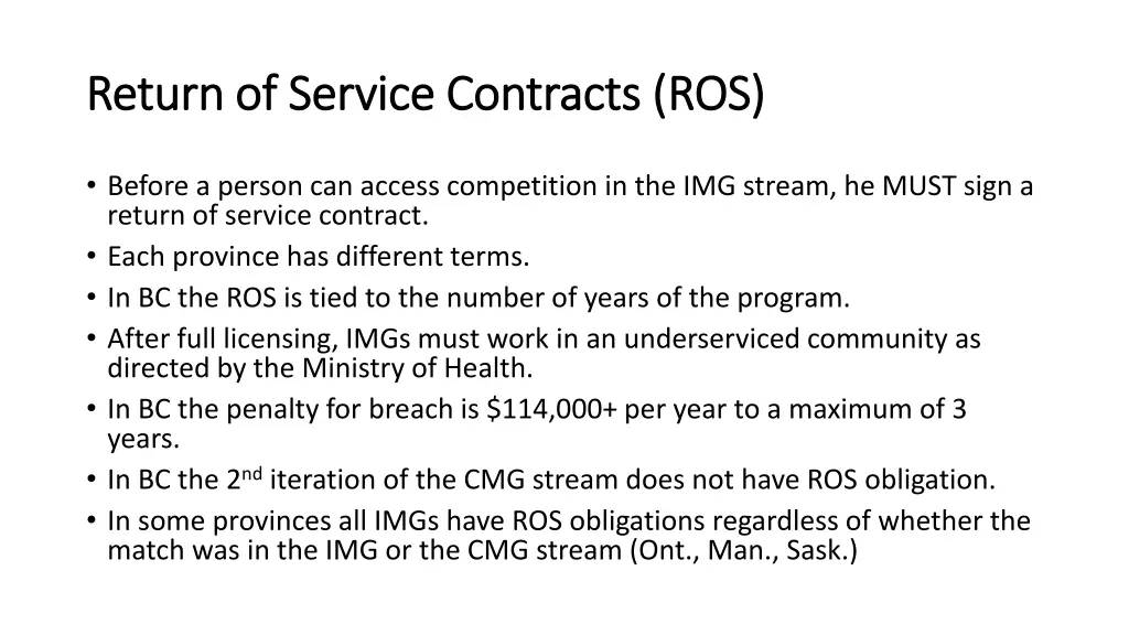 return of service contracts ros return of service