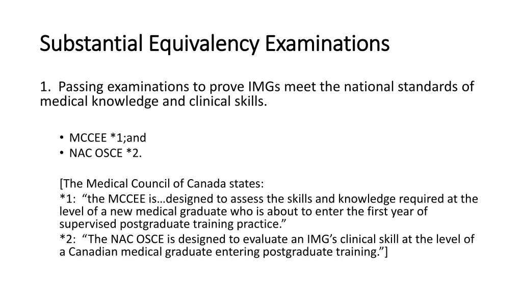 substantial equivalency examinations substantial