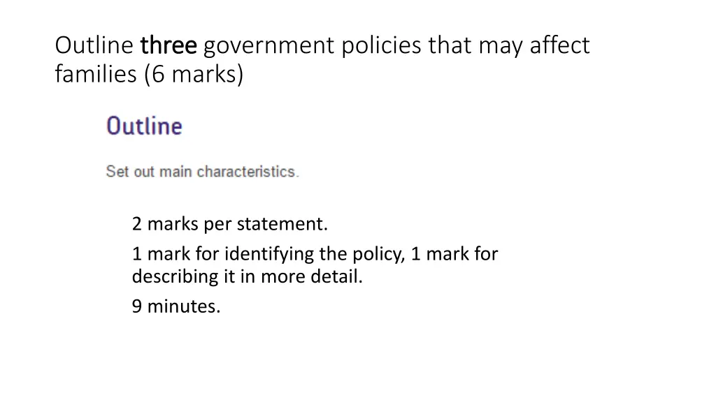 outline three families 6 marks 1