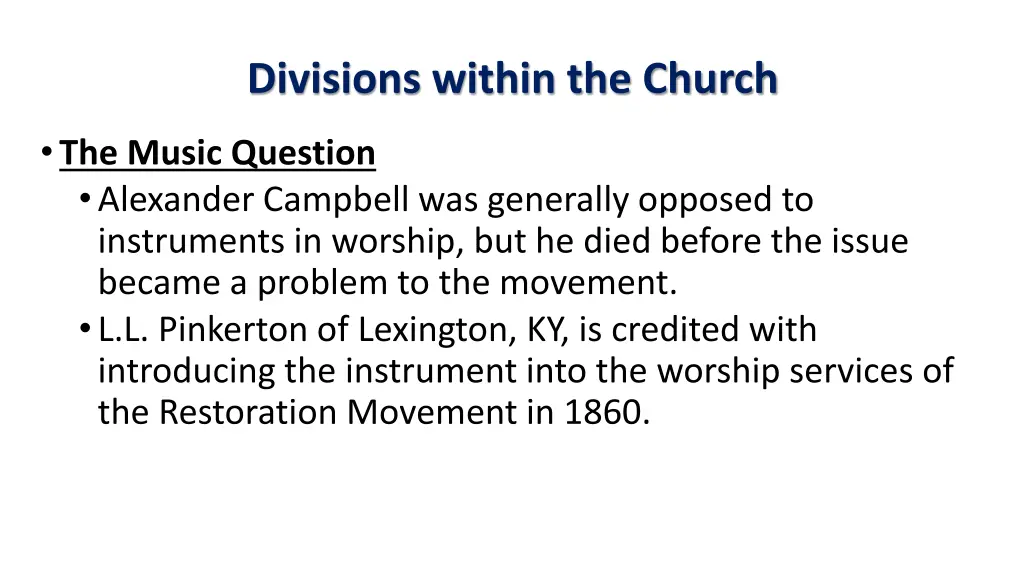 divisions within the church 1
