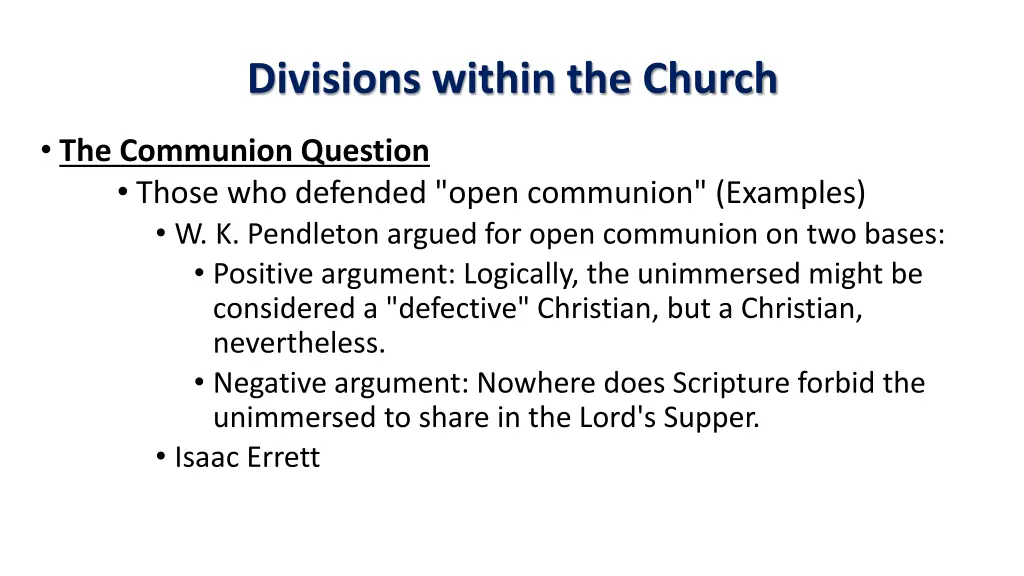 divisions within the church 10