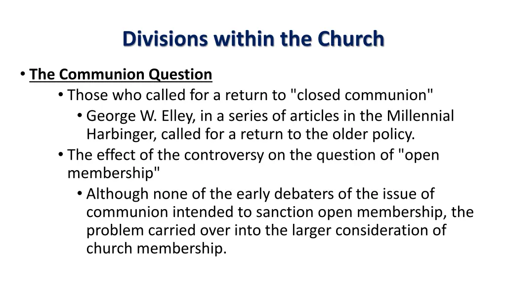 divisions within the church 11