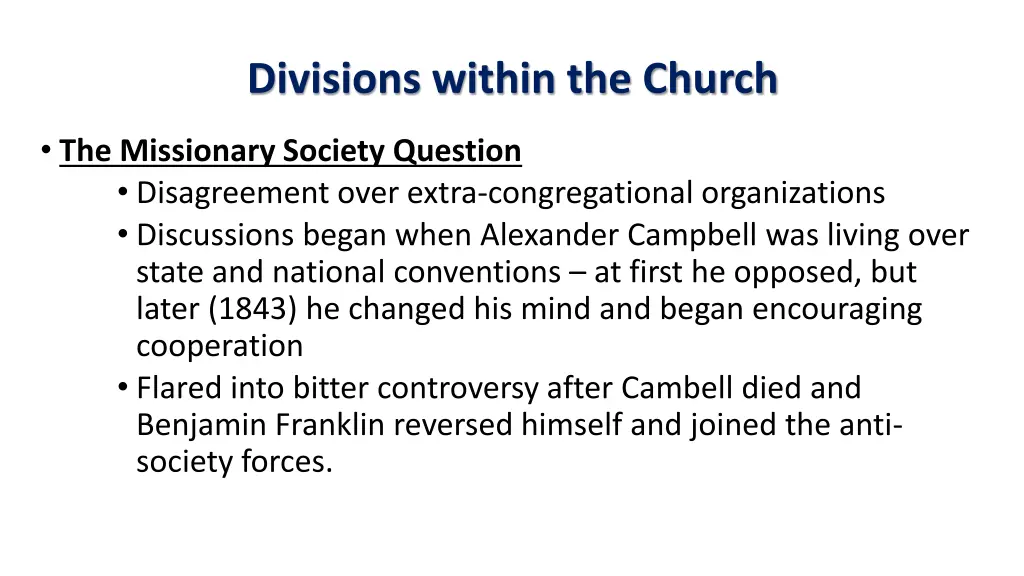 divisions within the church 12