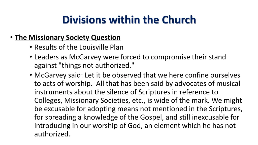 divisions within the church 16