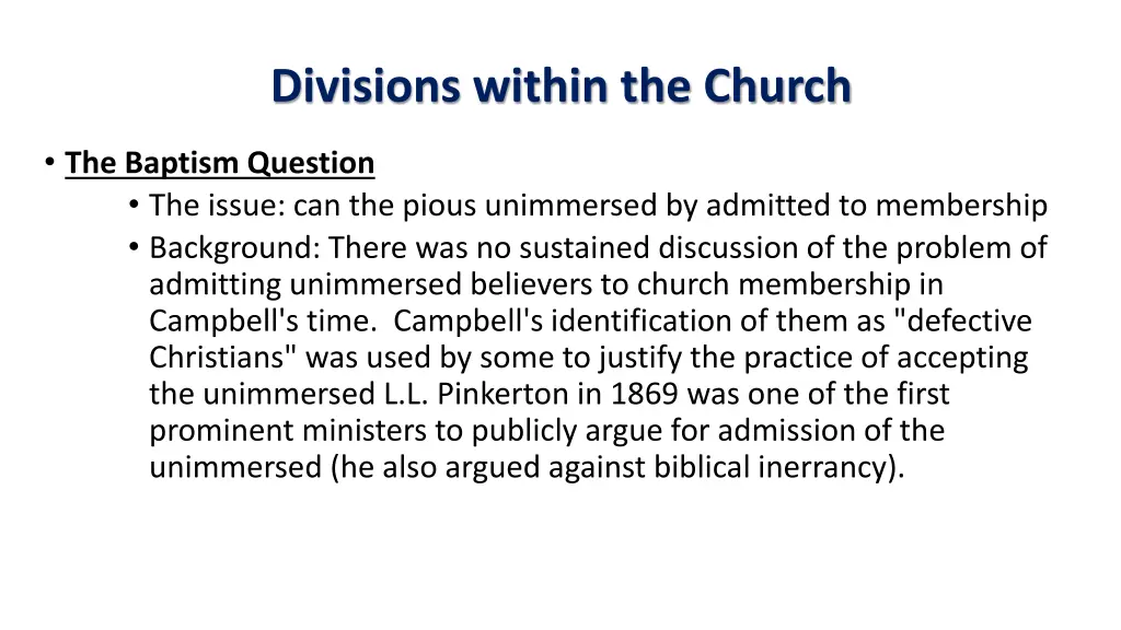 divisions within the church 18