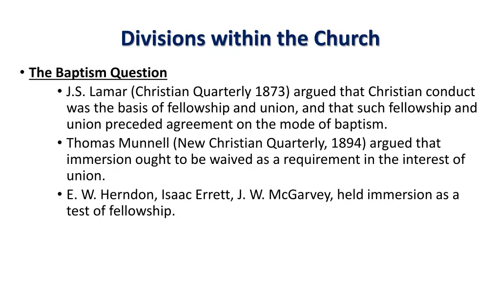 divisions within the church 19