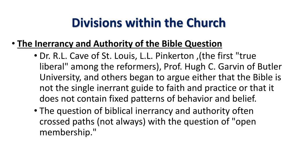 divisions within the church 21
