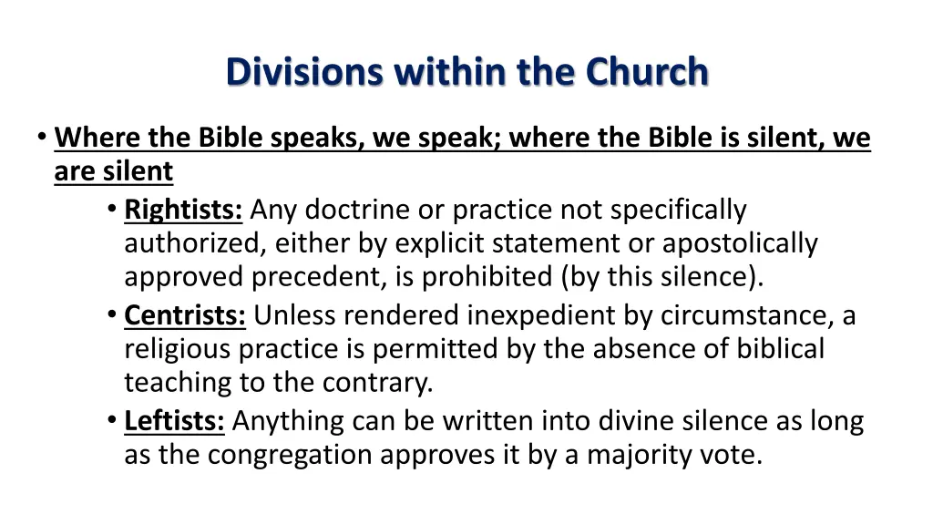 divisions within the church 22