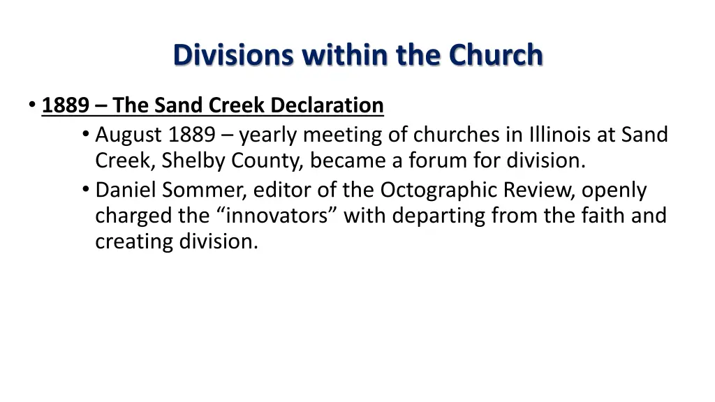 divisions within the church 23