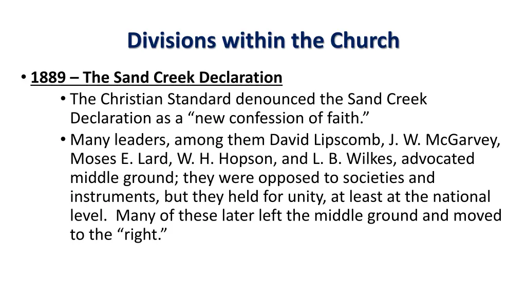 divisions within the church 26