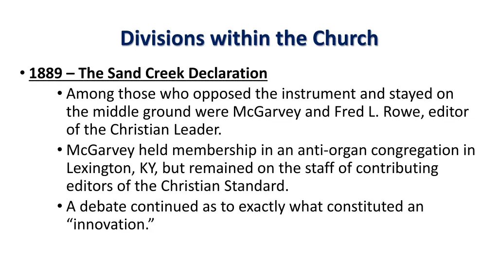 divisions within the church 27