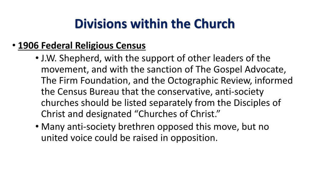 divisions within the church 28
