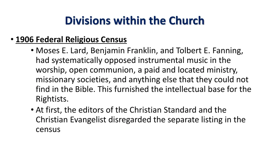 divisions within the church 29