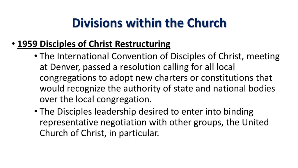 divisions within the church 32