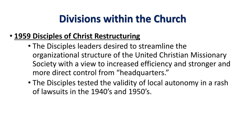 divisions within the church 33