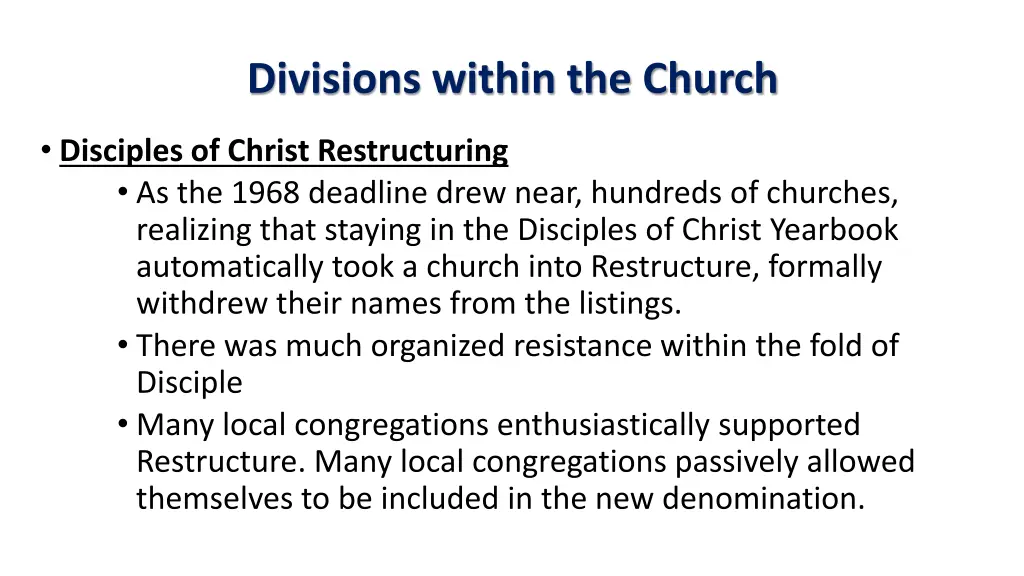 divisions within the church 36