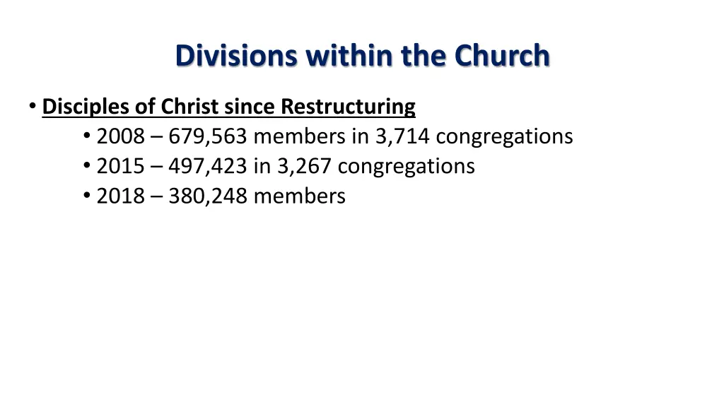 divisions within the church 38